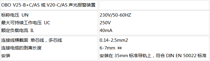 OBO聲光報警浪涌保護(hù)器技術(shù)參數(shù)